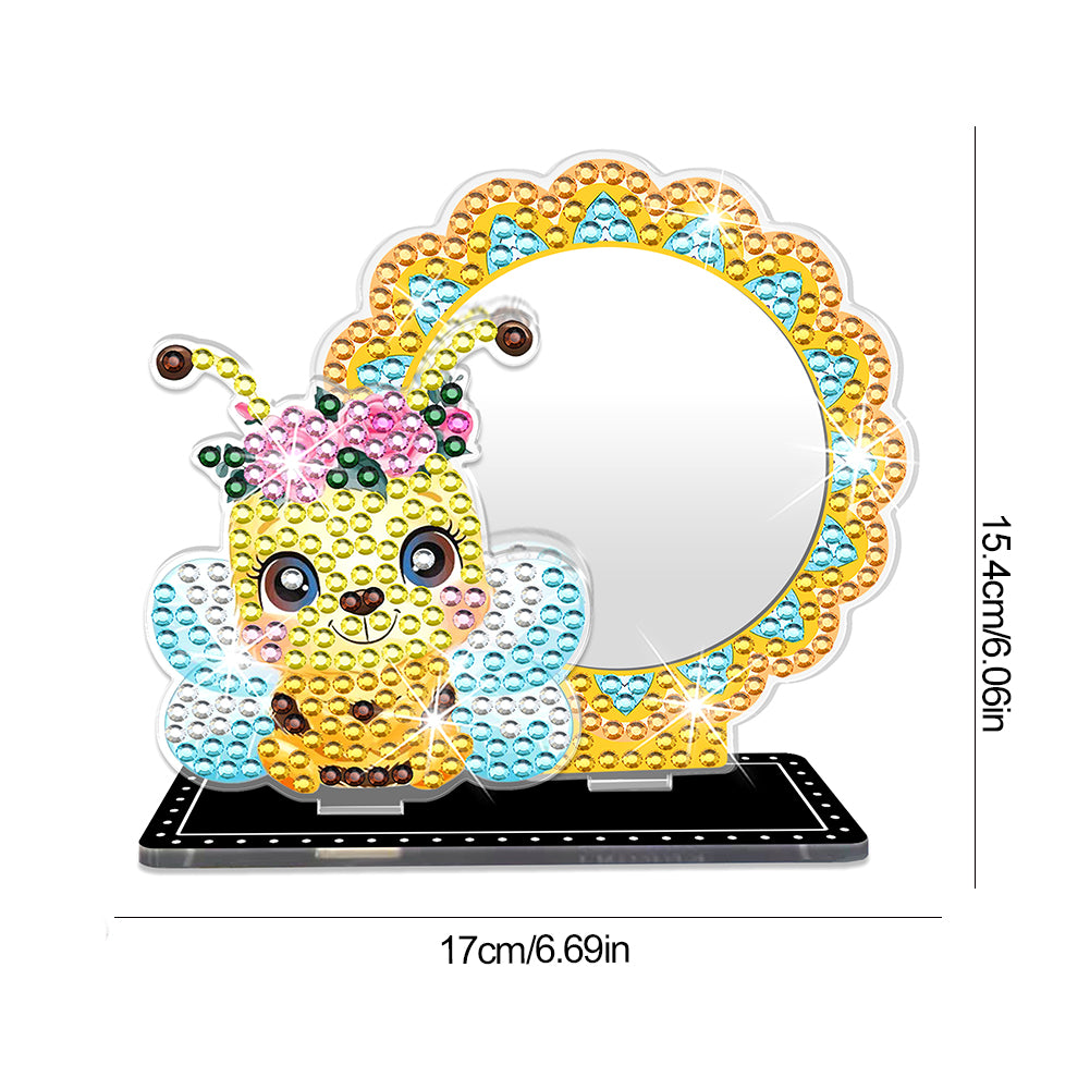 5D DIY Cartoon Bee Acrylic Diamond Painting Mirror Kit for Kids Women Girls