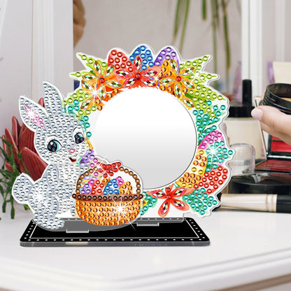 5D DIY Cartoon Rabbit Acrylic Diamond Painting Mirror Kit for Kids Women Girls