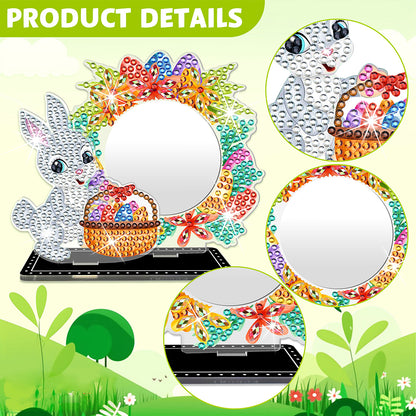 5D DIY Cartoon Rabbit Acrylic Diamond Painting Mirror Kit for Kids Women Girls