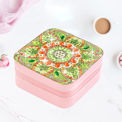 PU Partial Special Shaped Mandala Diamond Art Jewelry Box for Necklaces Earrings