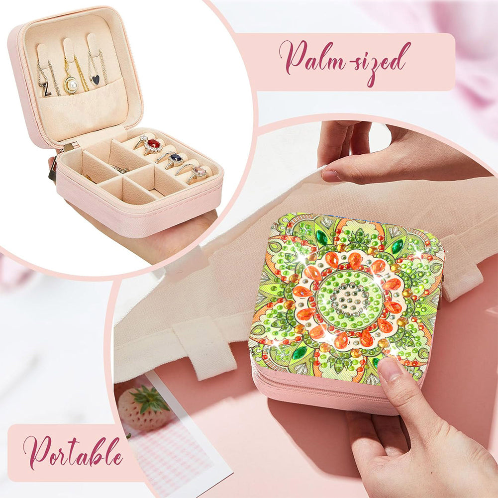 PU Partial Special Shaped Mandala Diamond Art Jewelry Box for Necklaces Earrings