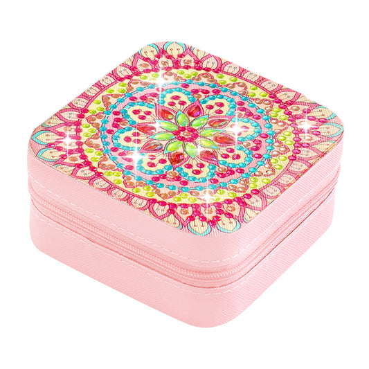 PU Partial Special Shaped Mandala Diamond Art Jewelry Box for Necklaces Earrings