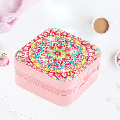 PU Partial Special Shaped Mandala Diamond Art Jewelry Box for Necklaces Earrings