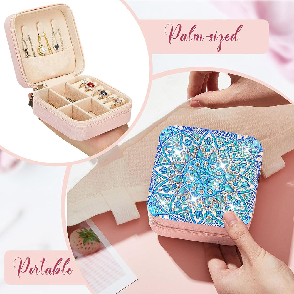 PU Partial Special Shaped Mandala Diamond Art Jewelry Box for Necklaces Earrings