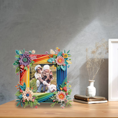 Special Shape Floral Diamond Painting Photo Frame Kits Bedroom Table Decor