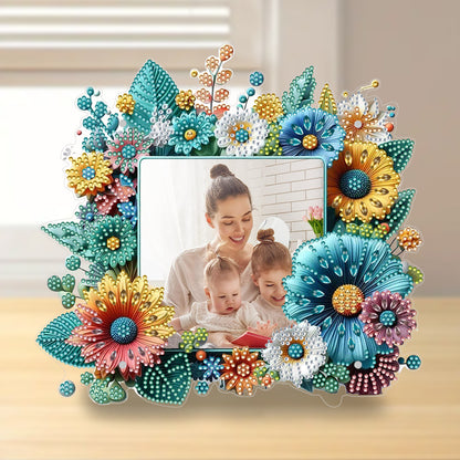 Special Shape Floral Diamond Painting Photo Frame Kits Bedroom Table Decor