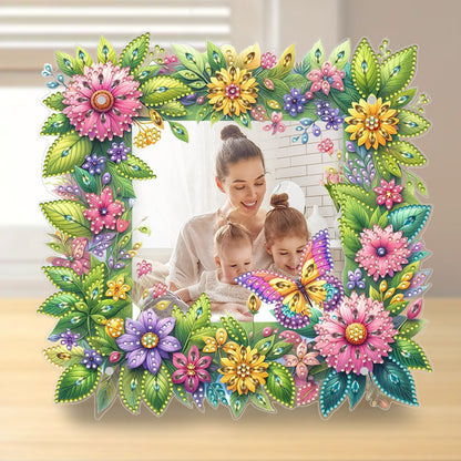 Special Shape Floral Diamond Painting Photo Frame Kits Bedroom Table Decor