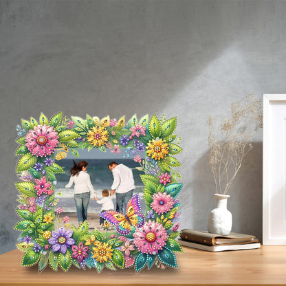 Special Shape Floral Diamond Painting Photo Frame Kits Bedroom Table Decor