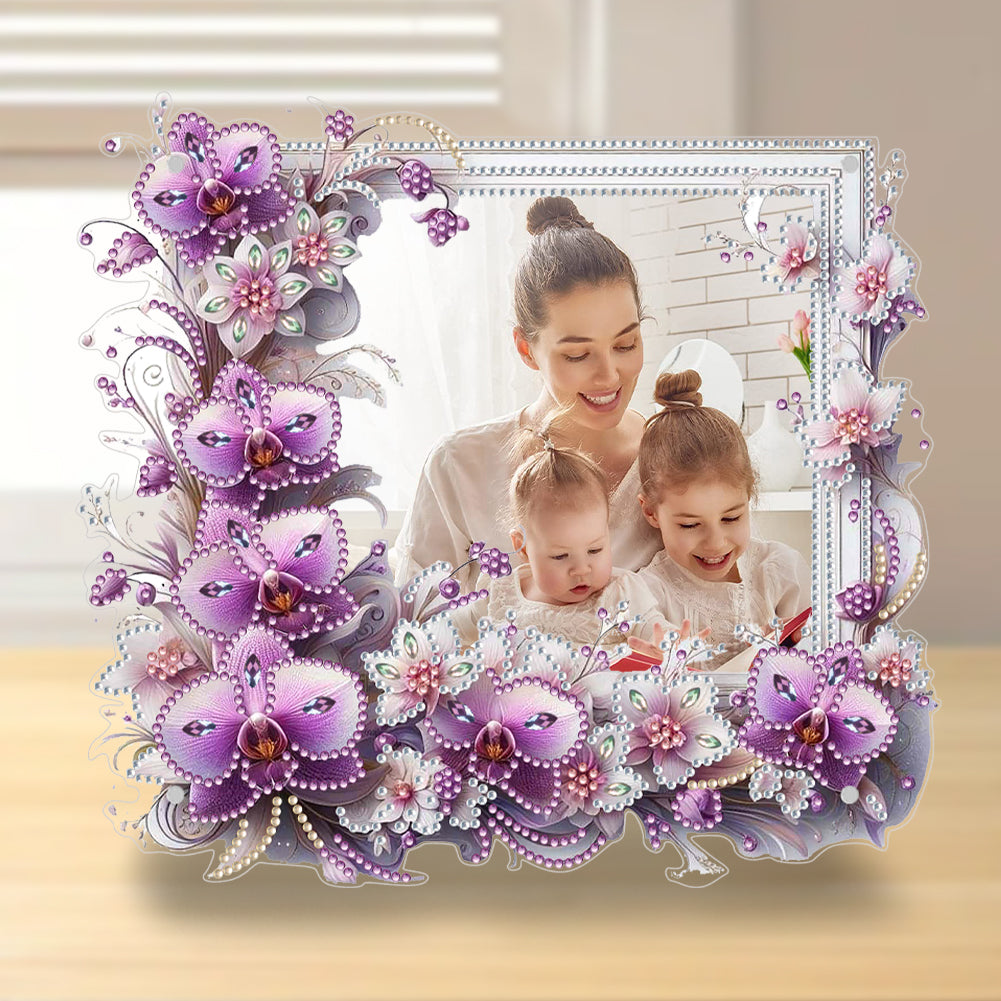 Special Shape Floral Diamond Painting Photo Frame Kits Bedroom Table Decor