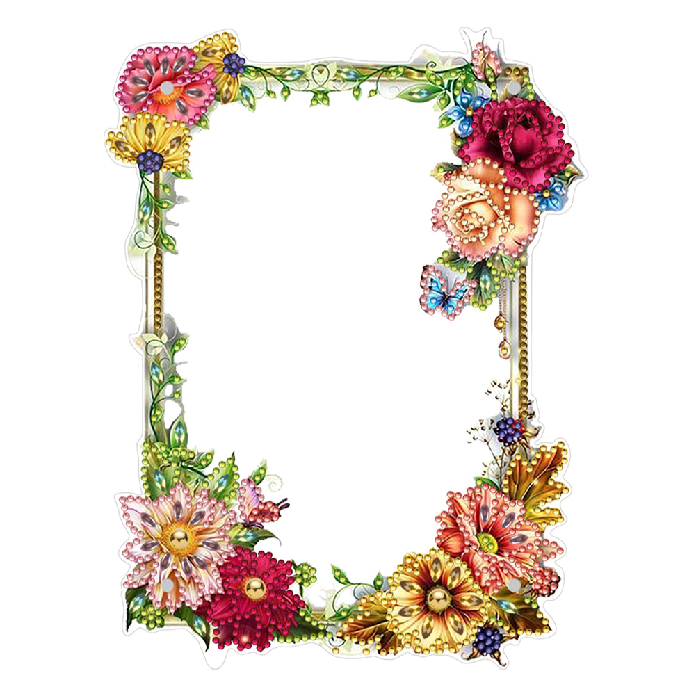 Special Shape Floral Diamond Painting Photo Frame Kits Bedroom Table Decor