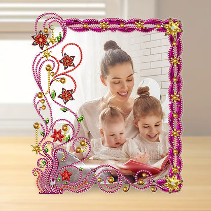 Special Shape Floral Diamond Painting Photo Frame Kits Bedroom Table Decor