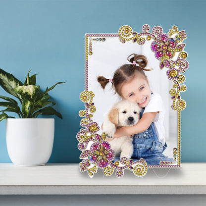 Special Shape Floral Diamond Painting Photo Frame Kits Bedroom Table Decor