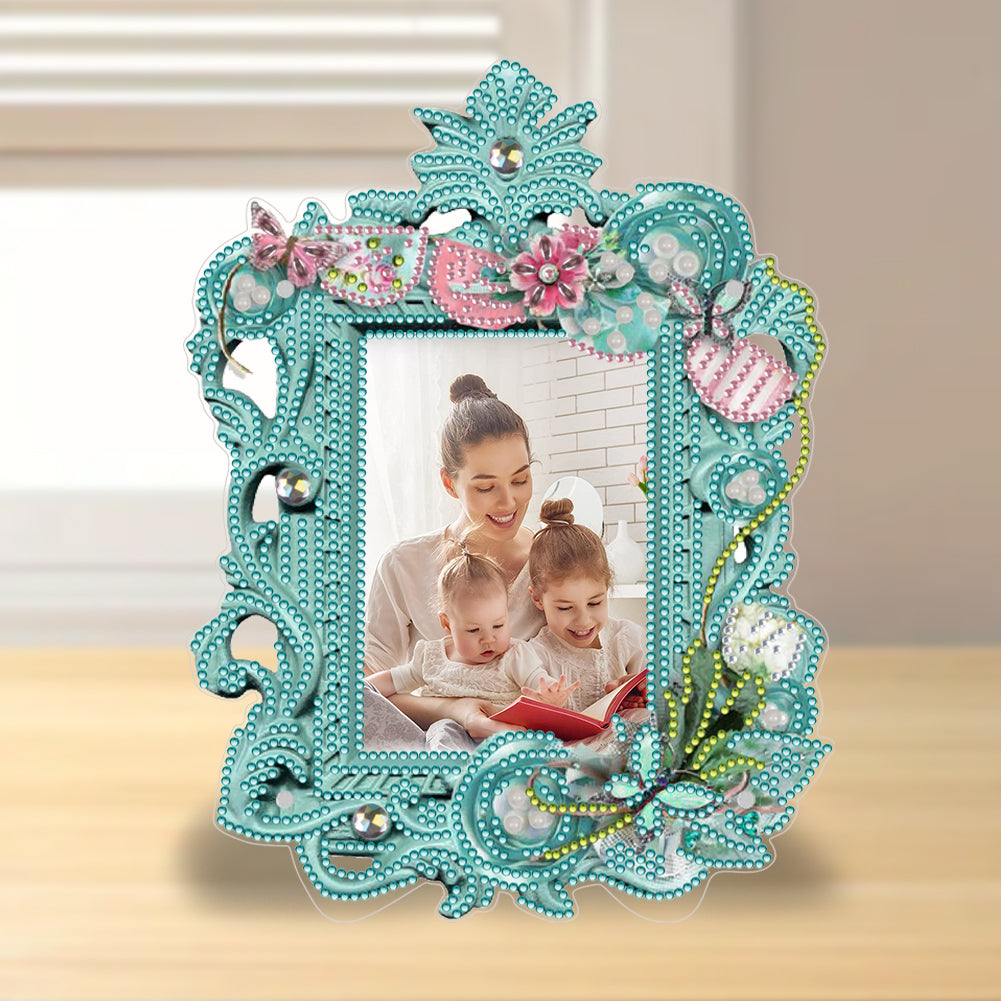 Special Shape Floral Diamond Painting Photo Frame Kits Bedroom Table Decor