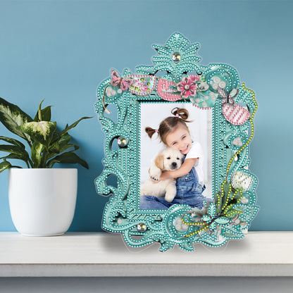 Special Shape Floral Diamond Painting Photo Frame Kits Bedroom Table Decor