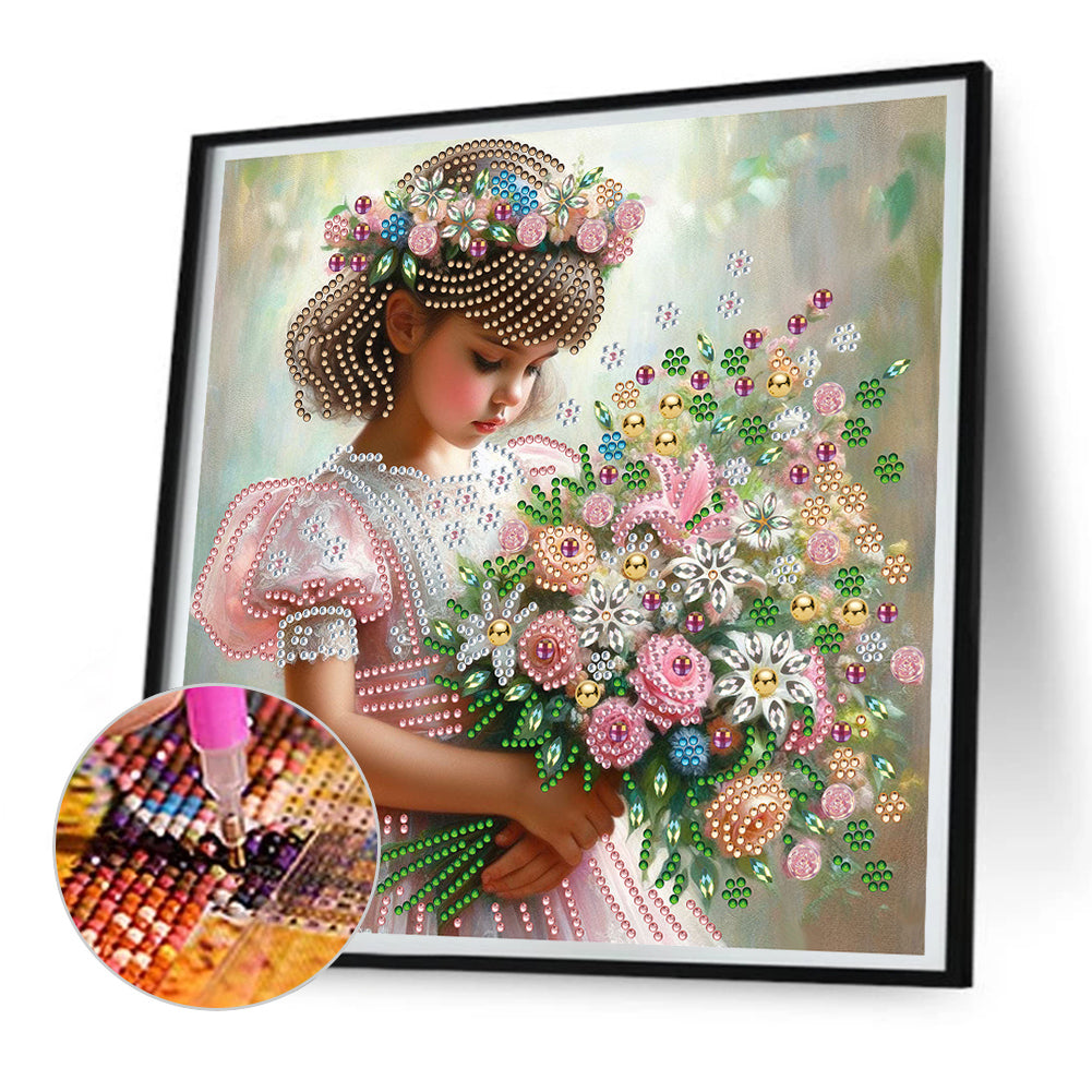 Flower Girl - Special Shaped Drill Diamond Painting 30*30CM