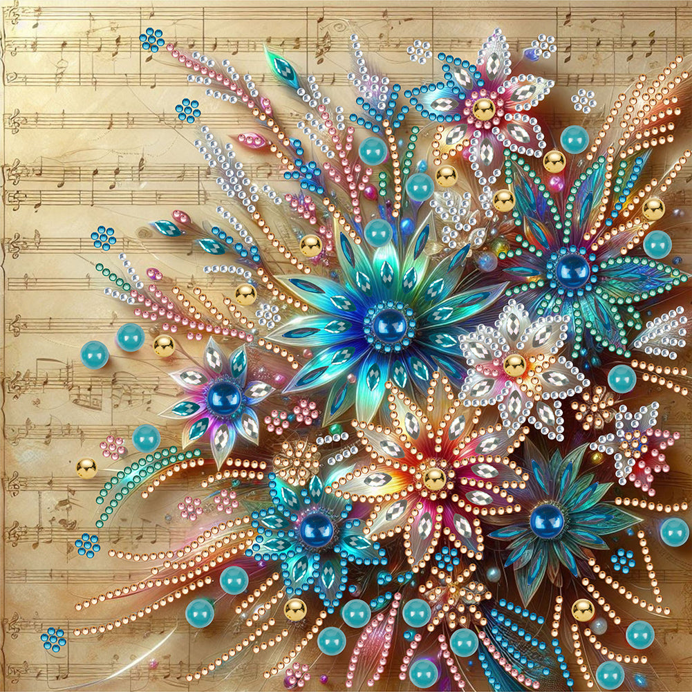 Blooming Flowers On Sheet Music - Special Shaped Drill Diamond Painting 30*30CM