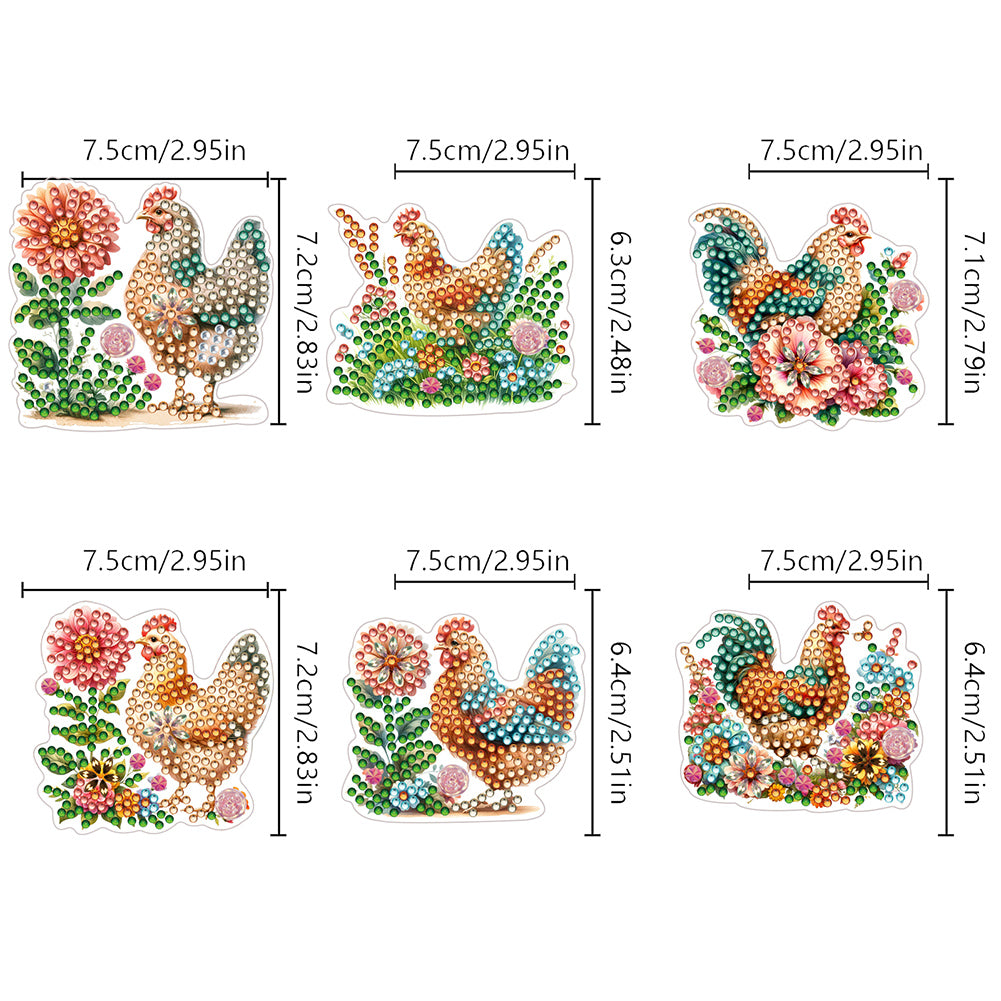 6Pcs Diamond Painting Hooks Diamond Art Craft Wall Hooks Home Decor (Rooster)