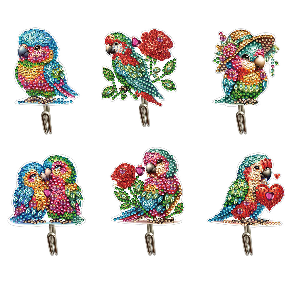 6Pcs Diamond Painting Hooks Diamond Art Craft Wall Hooks Home Decor (Parrot)