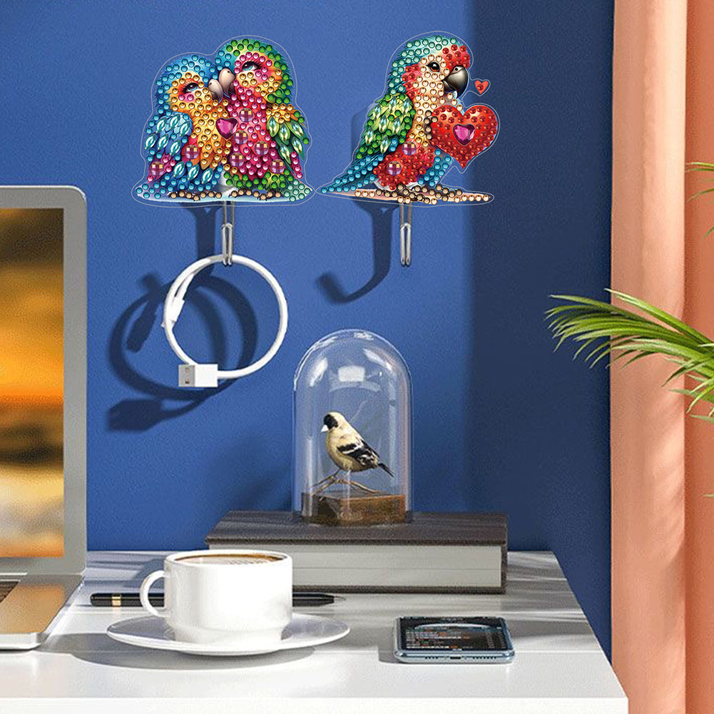 6Pcs Diamond Painting Hooks Diamond Art Craft Wall Hooks Home Decor (Parrot)