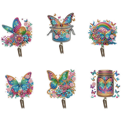 6Pcs Diamond Painting Hooks Diamond Art Craft Wall Hooks Home Decor (Butterfly)