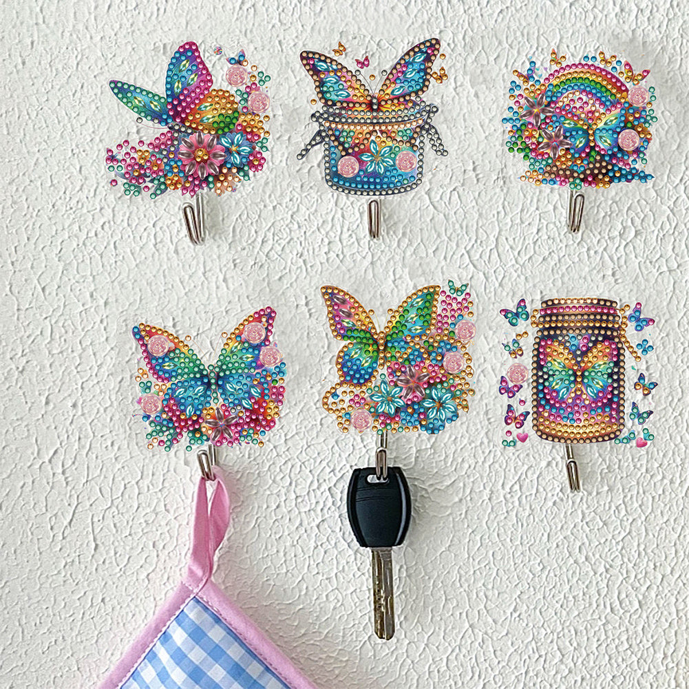 6Pcs Diamond Painting Hooks Diamond Art Craft Wall Hooks Home Decor (Butterfly)