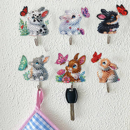 6Pcs Diamond Painting Hooks Diamond Art Craft Wall Hooks Home Decor (Rabbit)