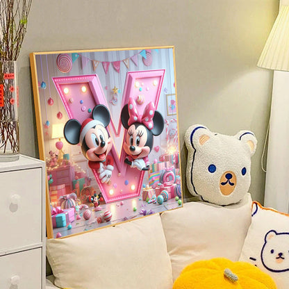 Disney Mickey Minnie Letters - Full Round Drill Diamond Painting 40*40CM