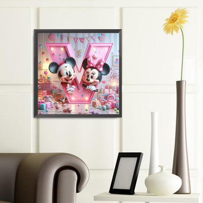 Disney Mickey Minnie Letters - Full Round Drill Diamond Painting 40*40CM