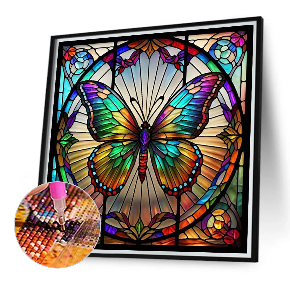 Butterfly Glass Painting - Full Round Drill Diamond Painting 40*40CM