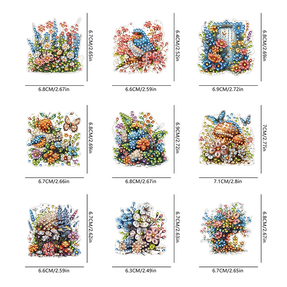 9Pcs Special Shape Flowers Diamond Painting Fridge Magnet Fridge Stickers