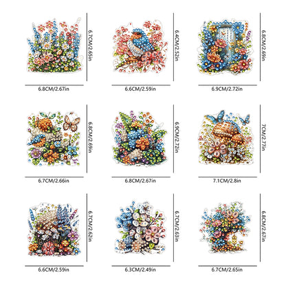 9Pcs Special Shape Flowers Diamond Painting Fridge Magnet Fridge Stickers