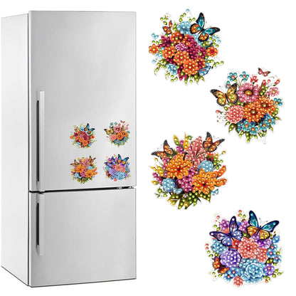 4Pcs Special Shape Butterfly Diamond Painting Fridge Magnet Fridge Stickers