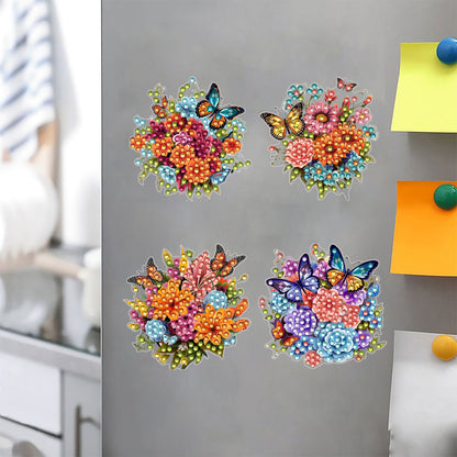 4Pcs Special Shape Butterfly Diamond Painting Fridge Magnet Fridge Stickers