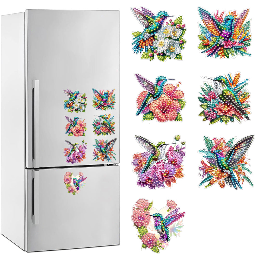 7Pcs Special Shape Acrylic Bird Diamond Painting Fridge Magnet Fridge Stickers