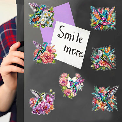 7Pcs Special Shape Acrylic Bird Diamond Painting Fridge Magnet Fridge Stickers