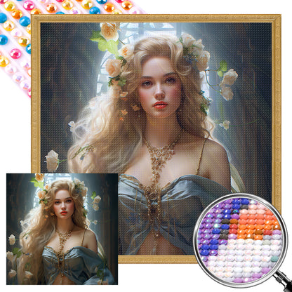 Flower Princess - Full AB Round Drill Diamond Painting 40*40CM