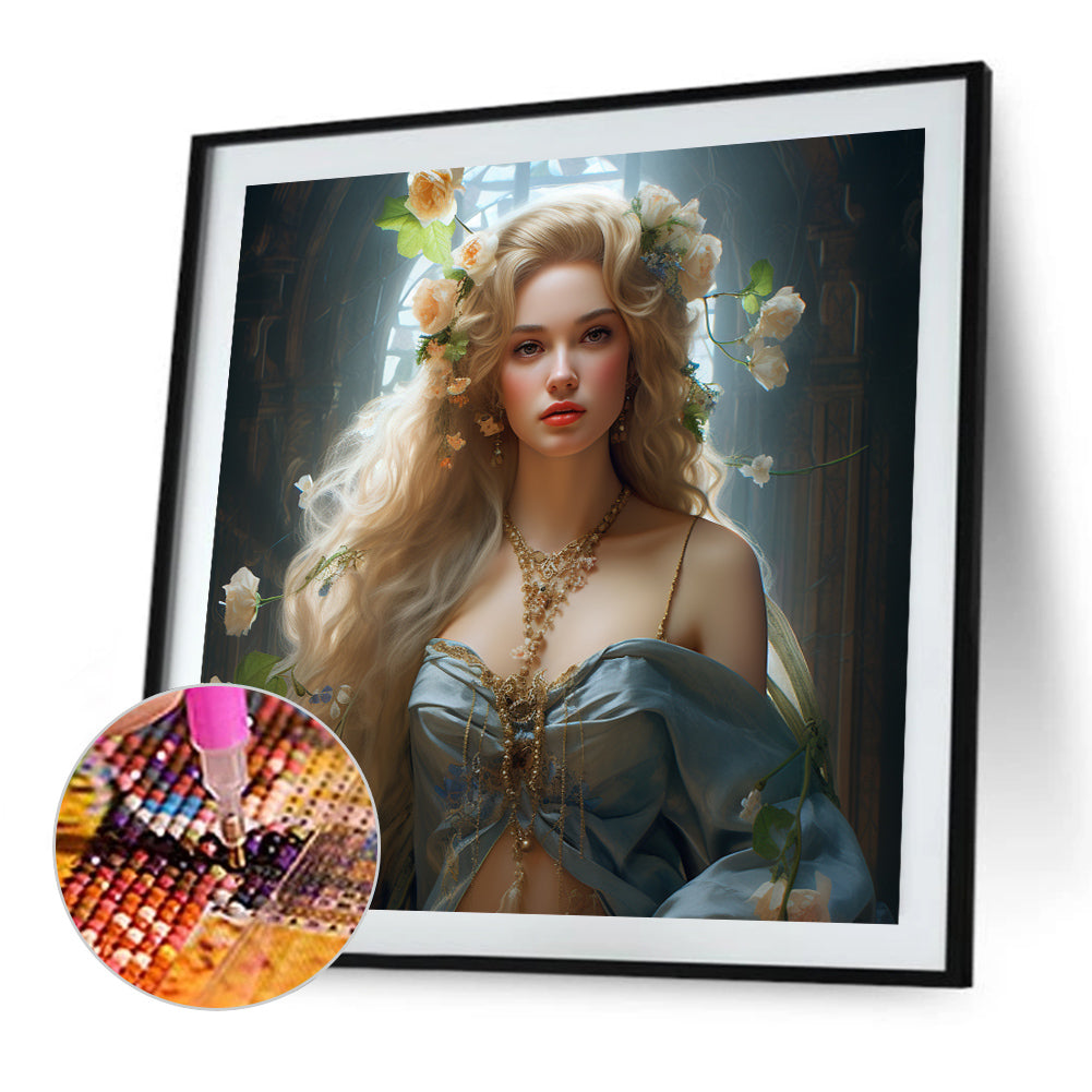 Flower Princess - Full AB Round Drill Diamond Painting 40*40CM