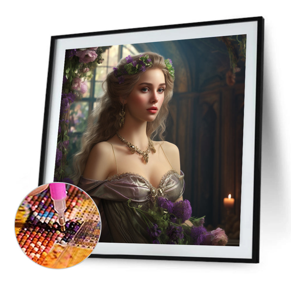Flower Princess - Full AB Round Drill Diamond Painting 40*40CM