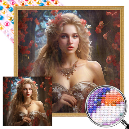 Flower Princess - Full AB Round Drill Diamond Painting 40*40CM