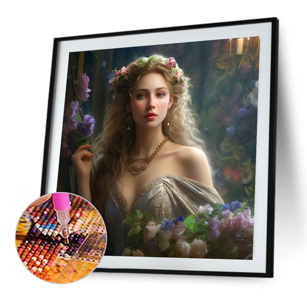 Flower Princess - Full AB Round Drill Diamond Painting 40*40CM