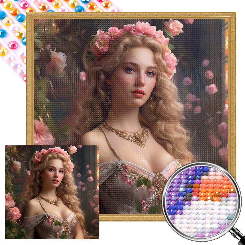 Flower Princess - Full AB Round Drill Diamond Painting 40*40CM