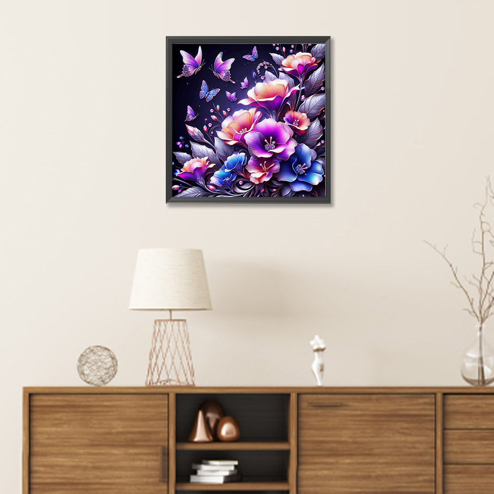 Night Rose Butterfly - Special Shaped Drill Diamond Painting 30*30CM