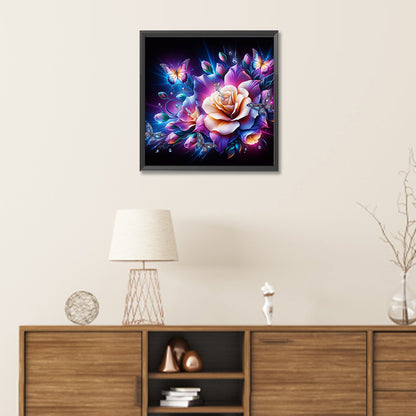 Night Rose Butterfly - Special Shaped Drill Diamond Painting 30*30CM