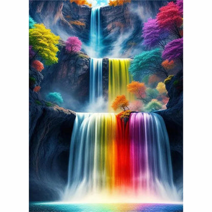 Alpine Waterfall - Full AB Round Drill Diamond Painting 40*55CM