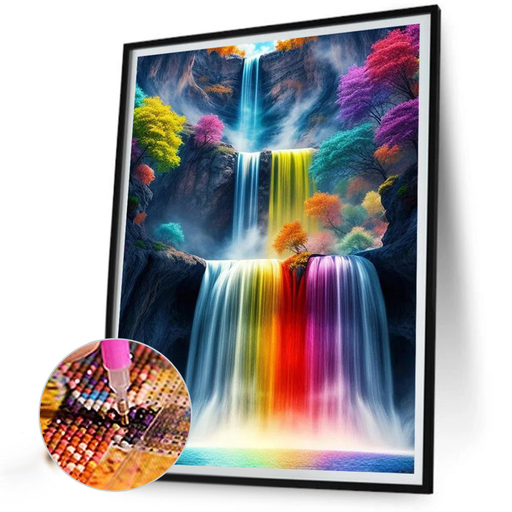 Alpine Waterfall - Full AB Round Drill Diamond Painting 40*55CM