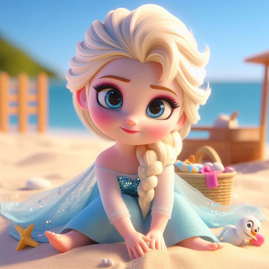 Princess Elsa On The Beach - Full Round Drill Diamond Painting 40*40CM