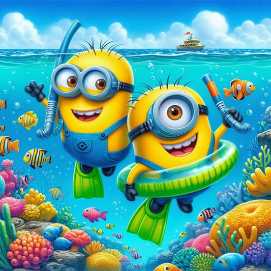 Diving Minions - Full Round Drill Diamond Painting 30*30CM