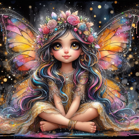 Butterfly Cartoon Girl - Full Round Drill Diamond Painting 40*40CM