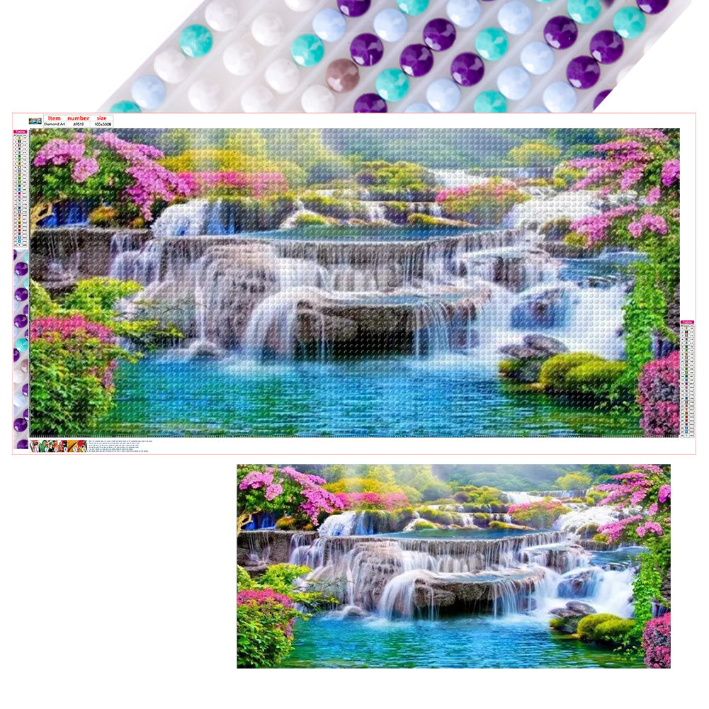 Waterfall Landscape - Full Round Drill Diamond Painting 50*100CM