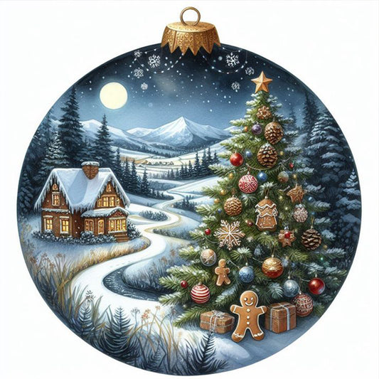 Winter Christmas Tree House Eggs - Full Round Drill Diamond Painting 30*30CM